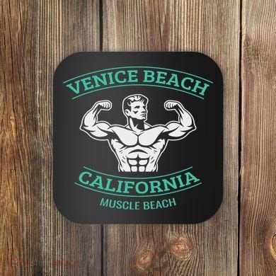 Venice Beach California Bodybuilder Coaster