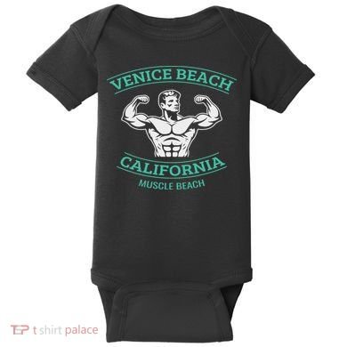 Venice Beach California Bodybuilder Baby Bodysuit