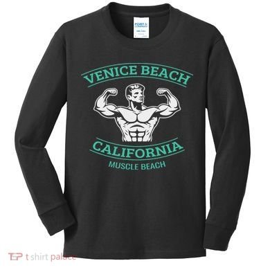 Venice Beach California Bodybuilder Kids Long Sleeve Shirt