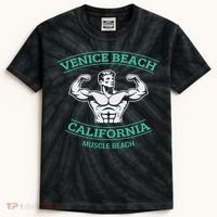 Venice Beach California Bodybuilder Kids Tie-Dye T-Shirt thumb 0