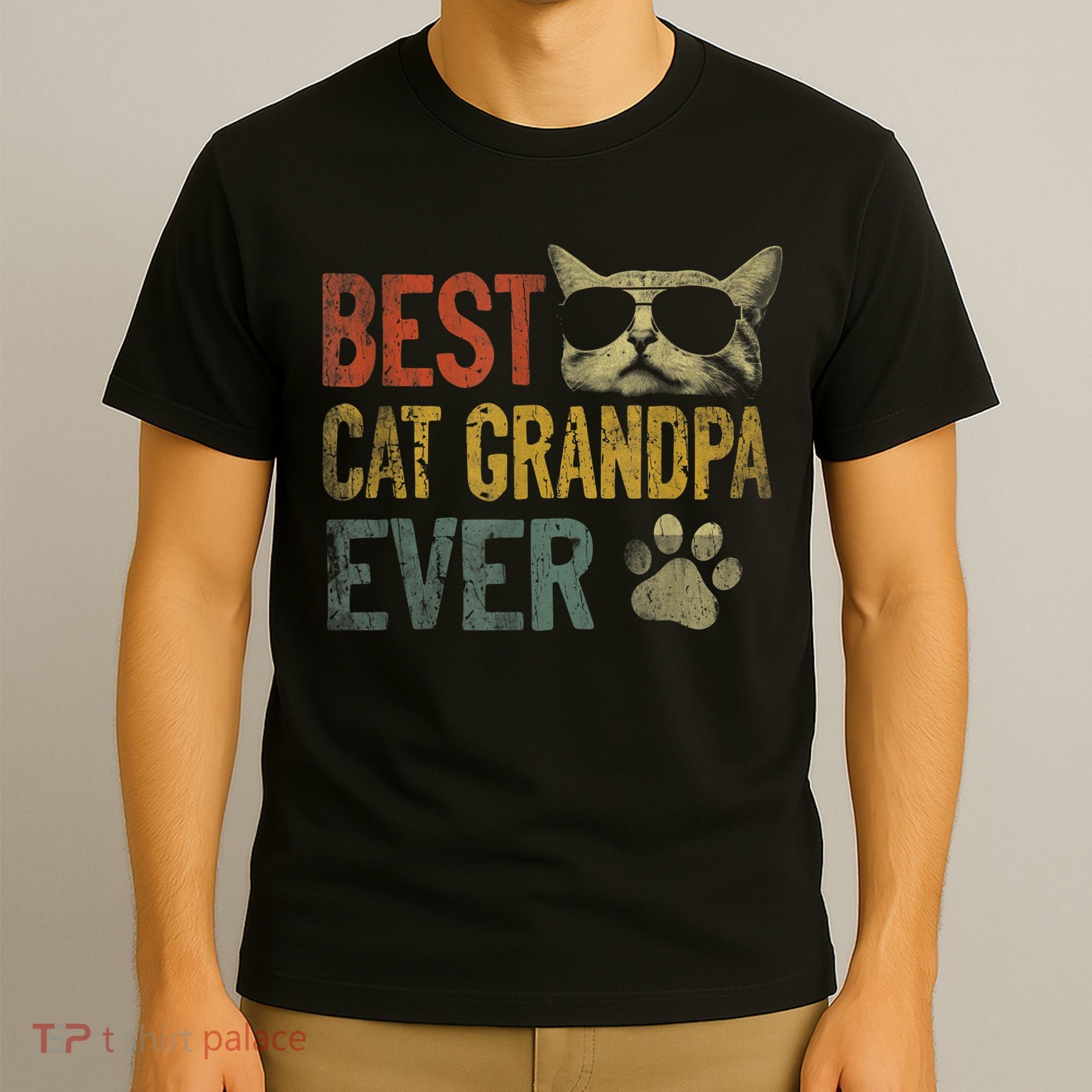 Vintage Best Cat Grandpa Ever TShirt Cat Grandpa Father's D TShirt T-Shirt