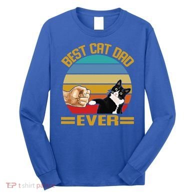 Vintage Best Cat Dad Ever Funny Saying Cats Dad Gift Long Sleeve Shirt