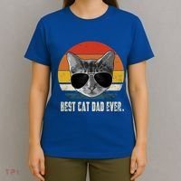 Vintage Best Cat Dad Ever Retro Cat Daddy FatherS Day T-Shirt thumb 4