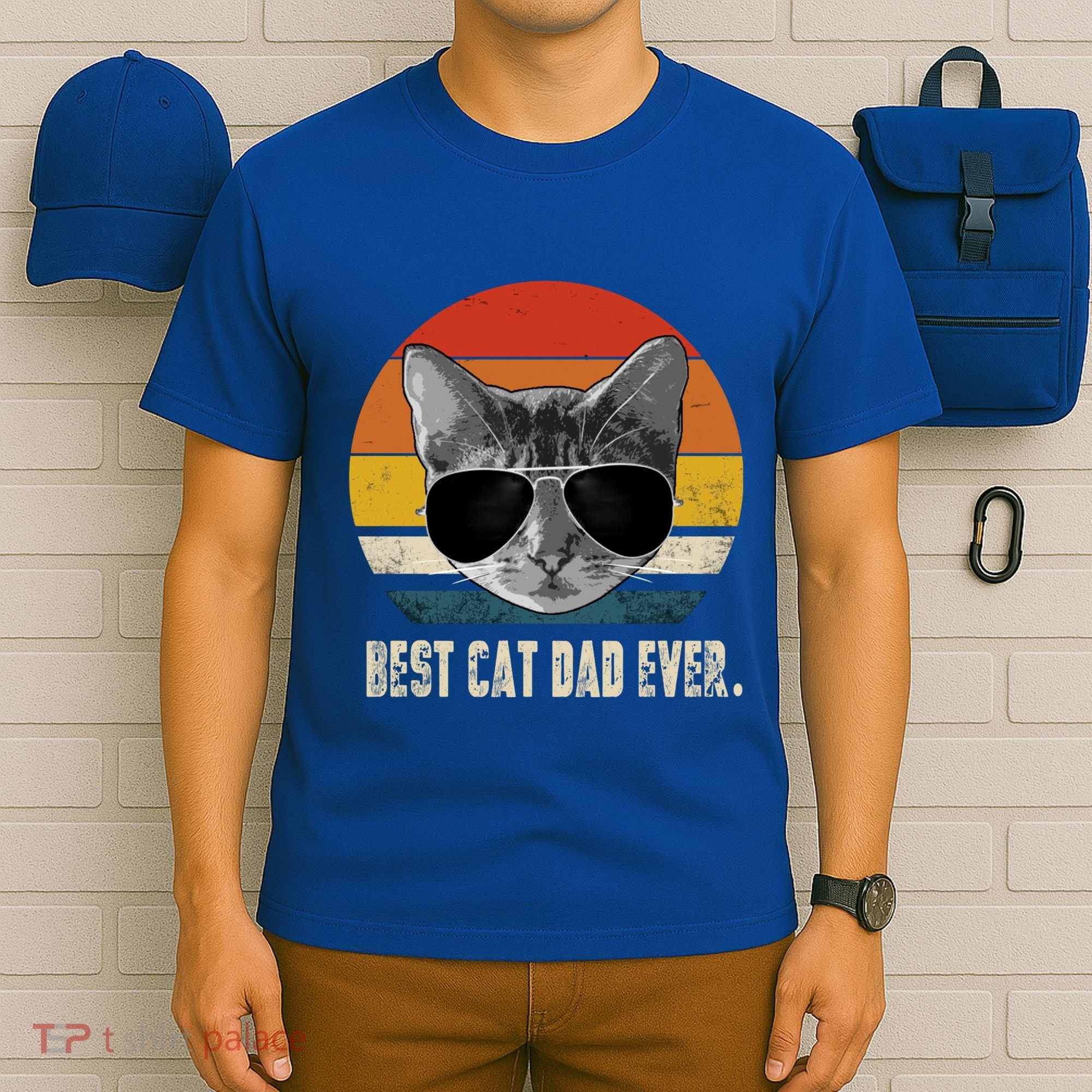 Vintage Best Cat Dad Ever Retro Cat Daddy FatherS Day T-Shirt