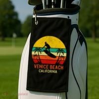 Venice Beach California Sunset Golf Towel thumb 2