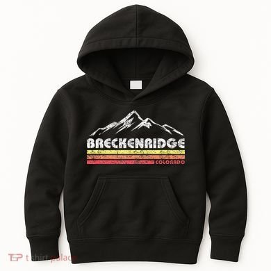 Vintage Breckenridge Colorado Throwback Retro Mountain Kids Hoodie