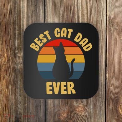 Vintage Best Cat Dad Ever Coaster