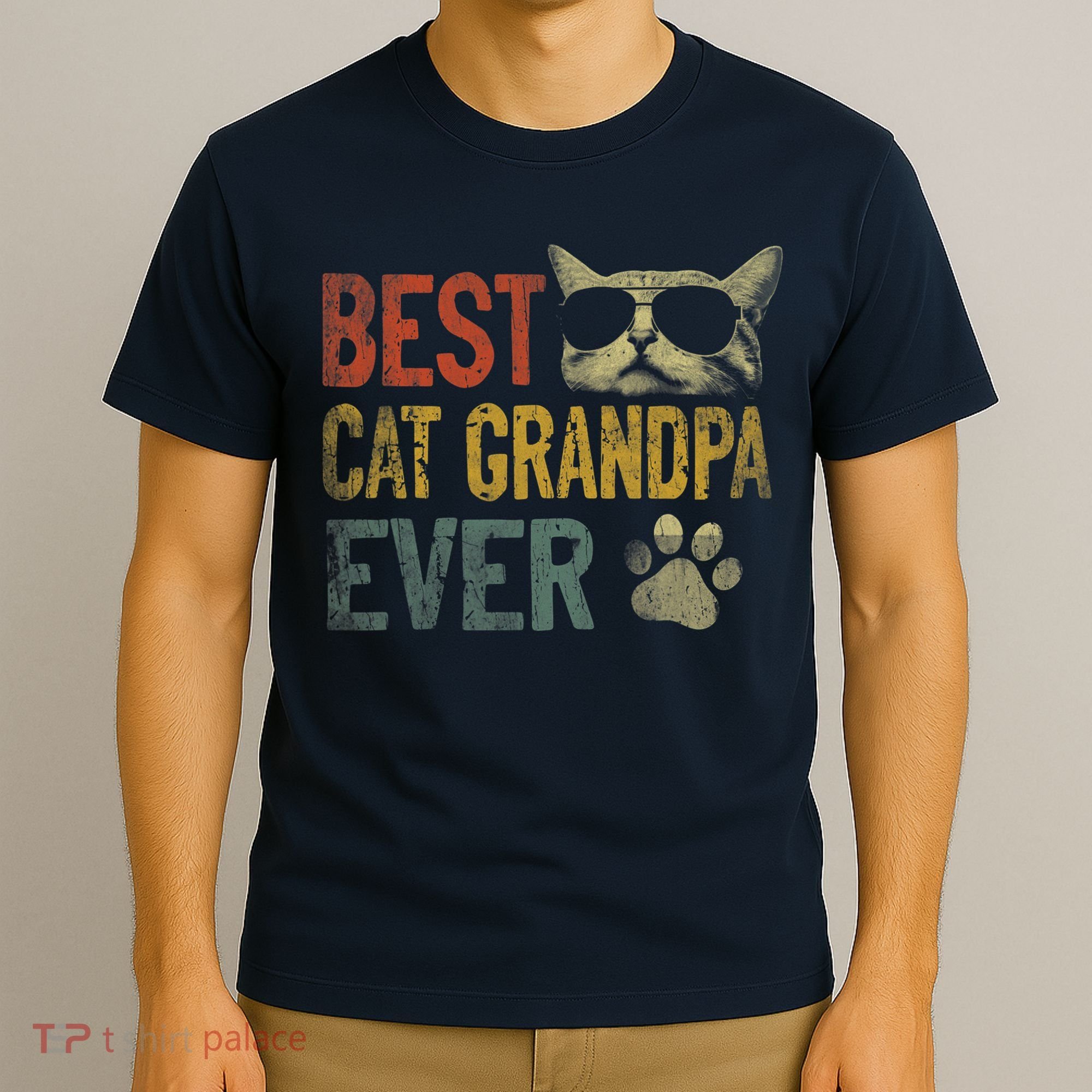 Vintage Best Cat Grandpa Ever Shirt Cat Grandpa Father's Day T-Shirt