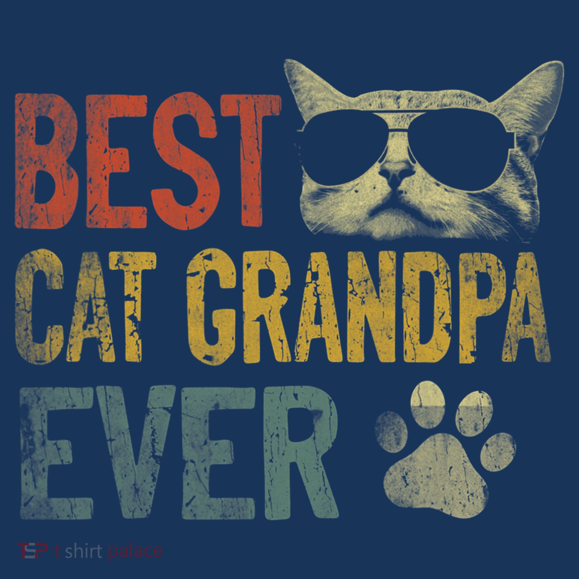 Vintage Best Cat Grandpa Ever Shirt Cat Grandpa Father's Day T-Shirt