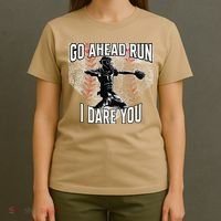 Vintage Baseball Catcher Funny Go Ahead Run I Dare You T-Shirt thumb 4