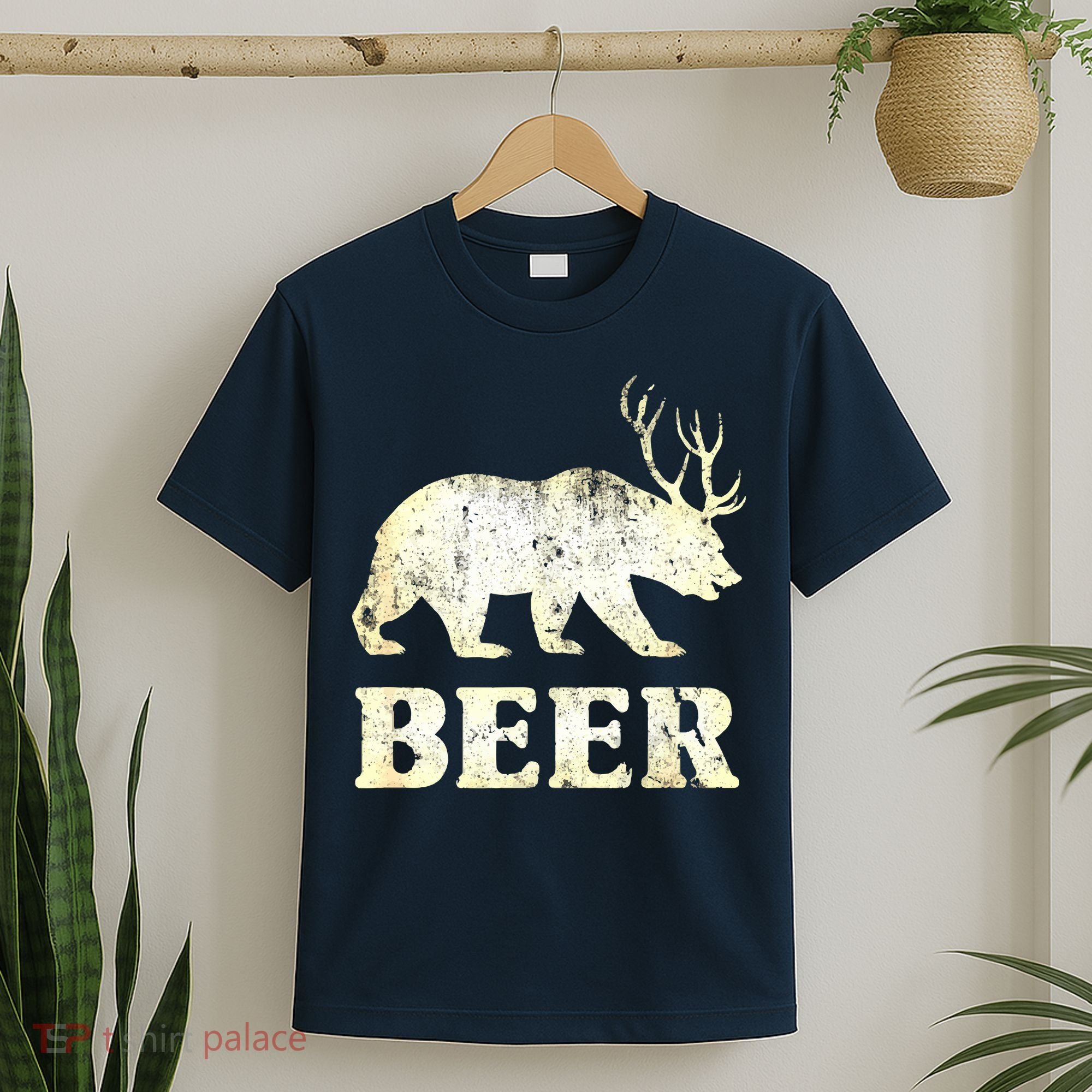 Vintage Bear Deer Funny Beer T-Shirt