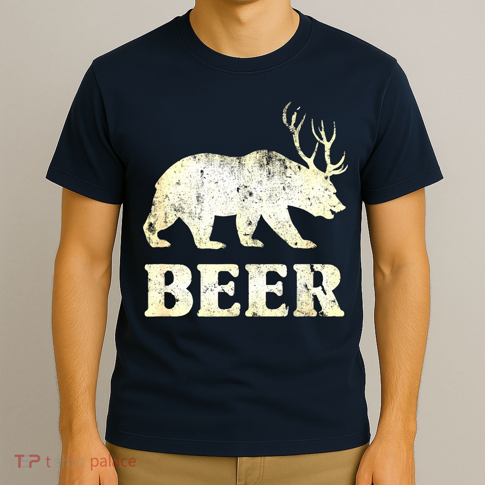 Vintage Bear Deer Funny Beer T-Shirt