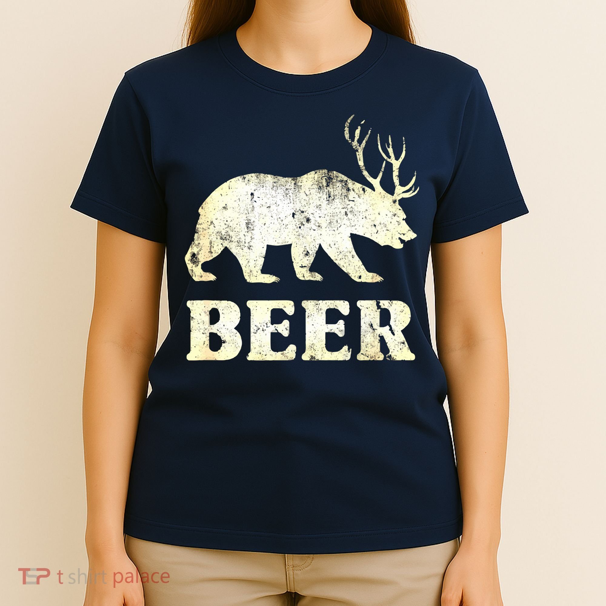 Vintage Bear Deer Funny Beer T-Shirt