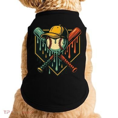 Vintage Baseball Drip Ice Cream Bat Home Plate Doggie Tank