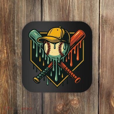 Vintage Baseball Drip Ice Cream Bat Home Plate Coaster