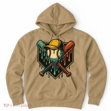 Vintage Baseball Drip Ice Cream Bat Home Plate Hoodie