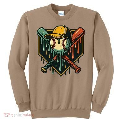 Vintage Baseball Drip Ice Cream Bat Home Plate Sweatshirt