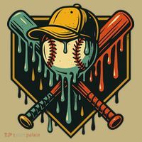 Vintage Baseball Drip Ice Cream Bat Home Plate T-Shirt thumb 7