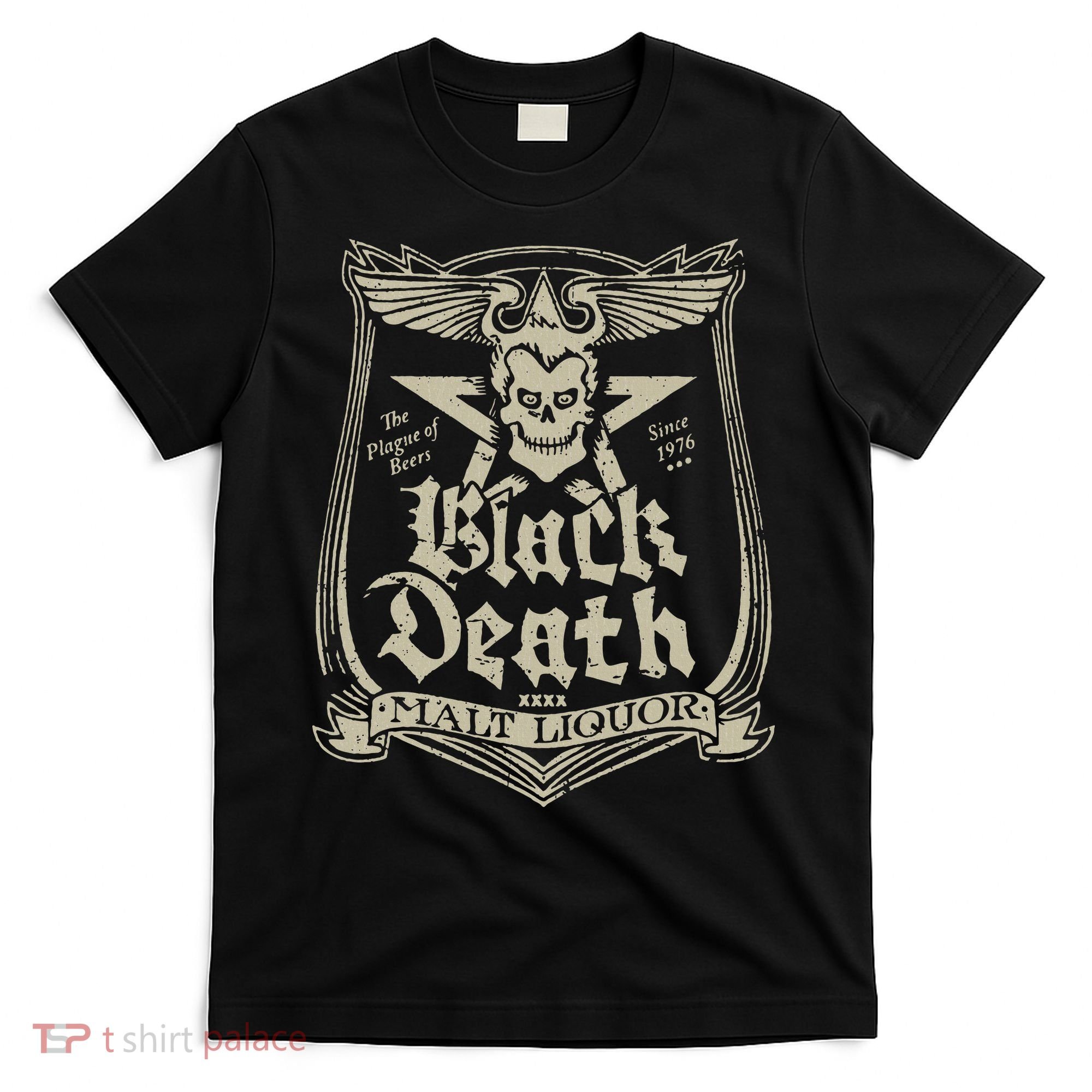 Vintage Black Death 70s Skull Malt Liquor T-Shirt