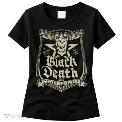 Vintage Black Death 70s Skull Malt Liquor Women's T-Shirt