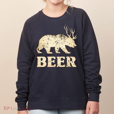 Vintage Bear Deer Funny Beer Women's Sweatshirt