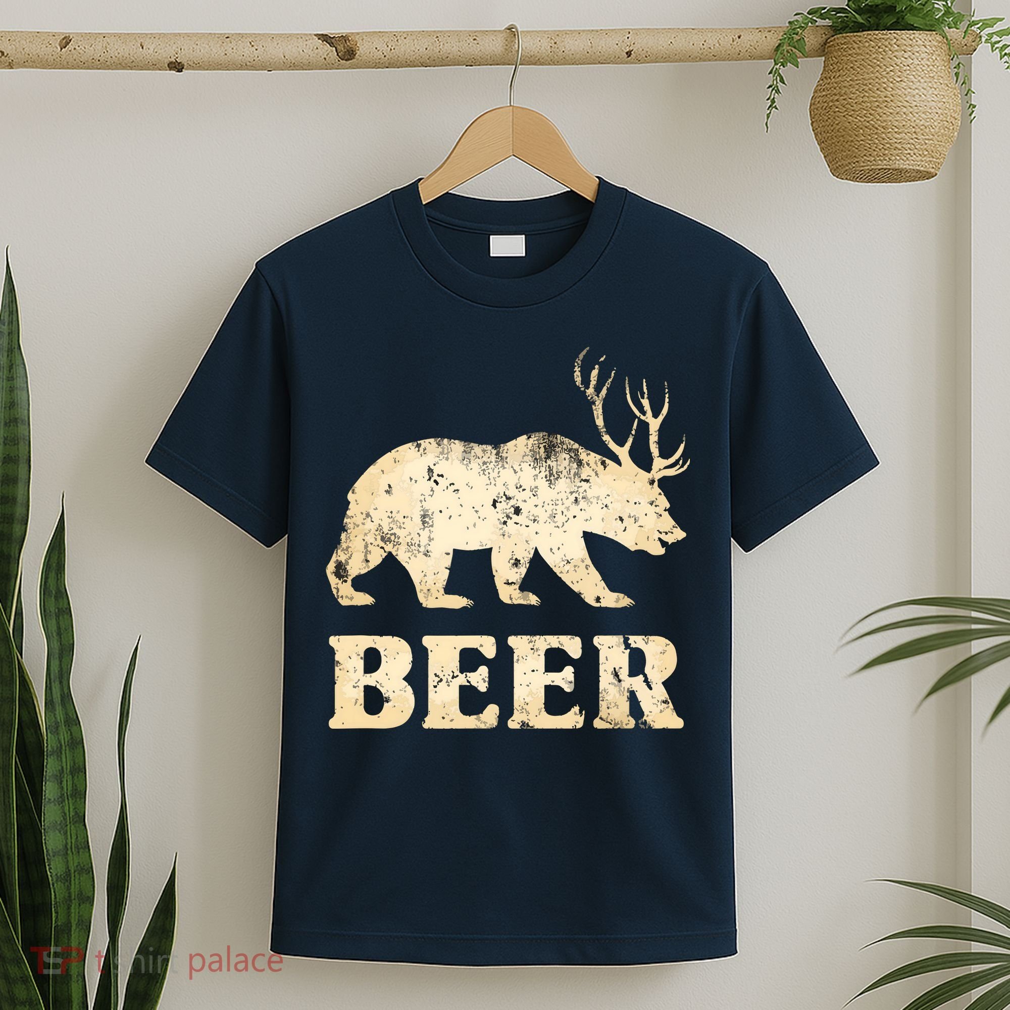 Vintage Bear Deer Funny Beer T-Shirt