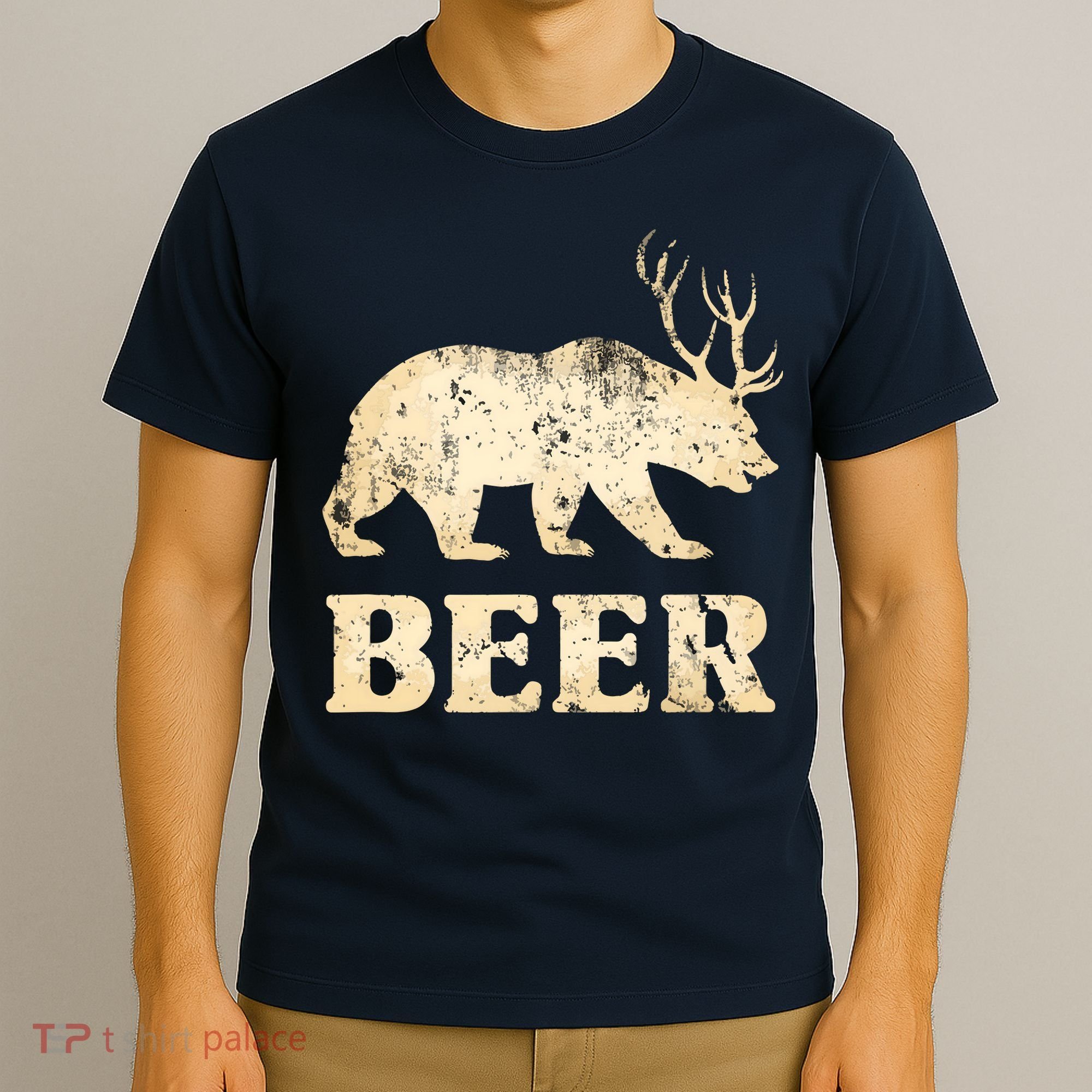 Vintage Bear Deer Funny Beer T-Shirt