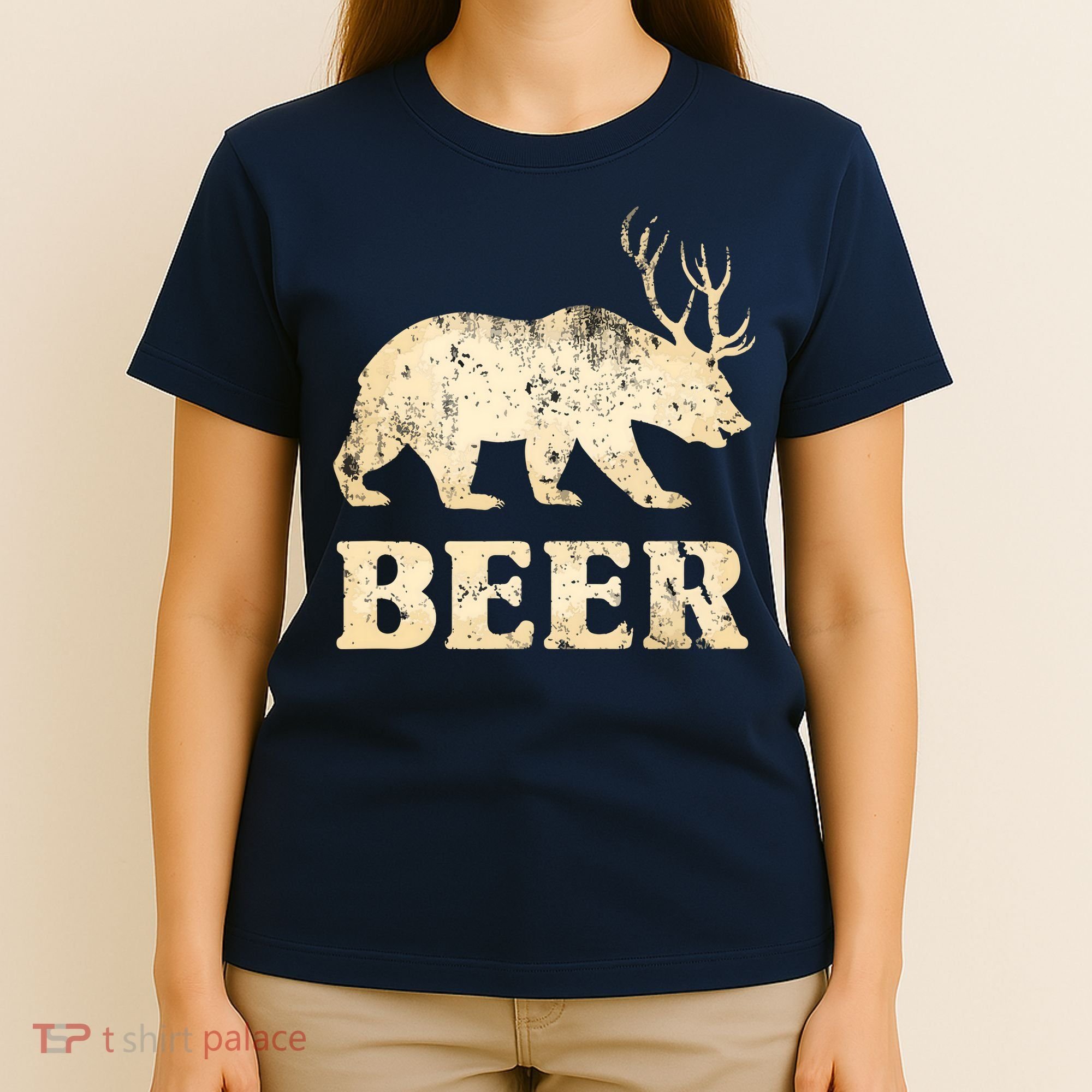 Vintage Bear Deer Funny Beer T-Shirt