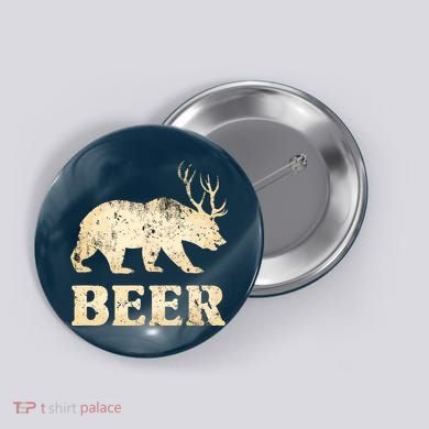 Vintage Bear Deer Funny Beer Button