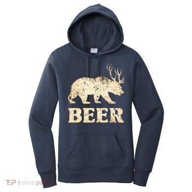 Vintage Bear Deer Funny Beer Women's Hoodie