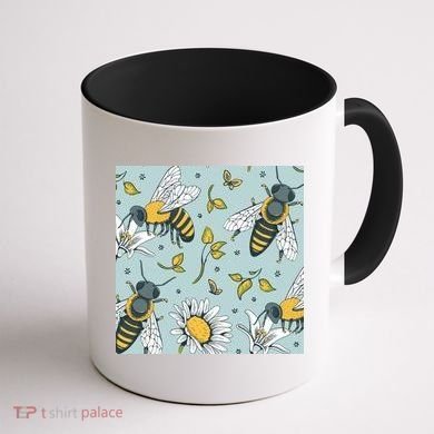 Vintage Bees Daisy Floral Coffee Mug back