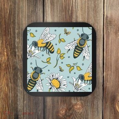 Vintage Bees Daisy Floral Coaster