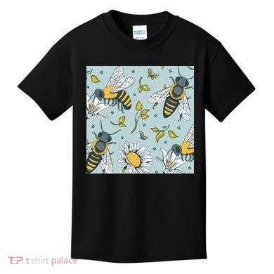 Vintage Bees Daisy Floral Kids T-Shirt