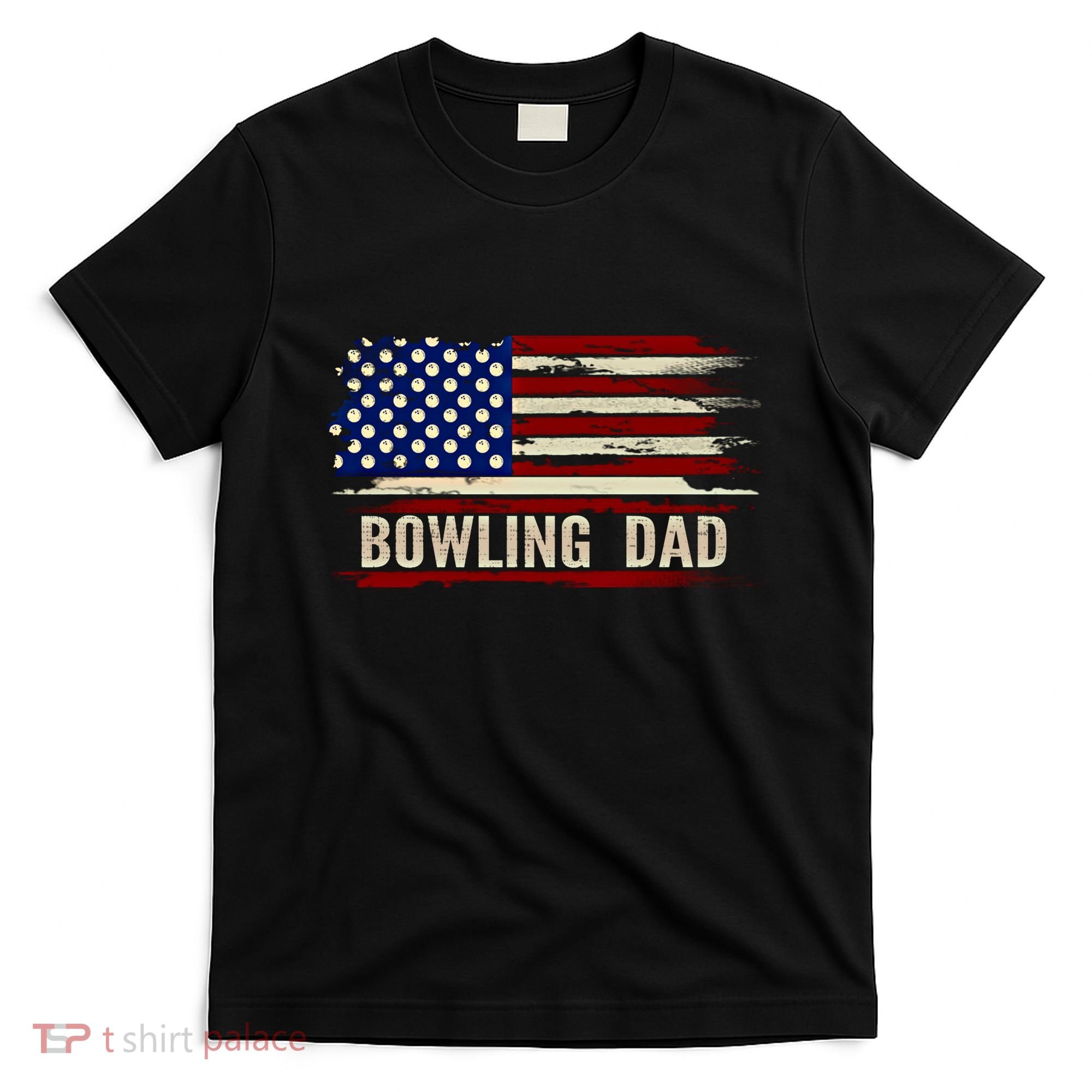 Vintage Bowling Dad American Usa Flag Bowler/Bowl Gift T-Shirt