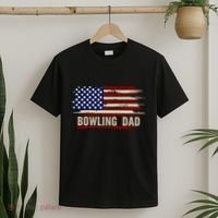 Vintage Bowling Dad American Usa Flag Bowler/Bowl Gift T-Shirt thumb 2