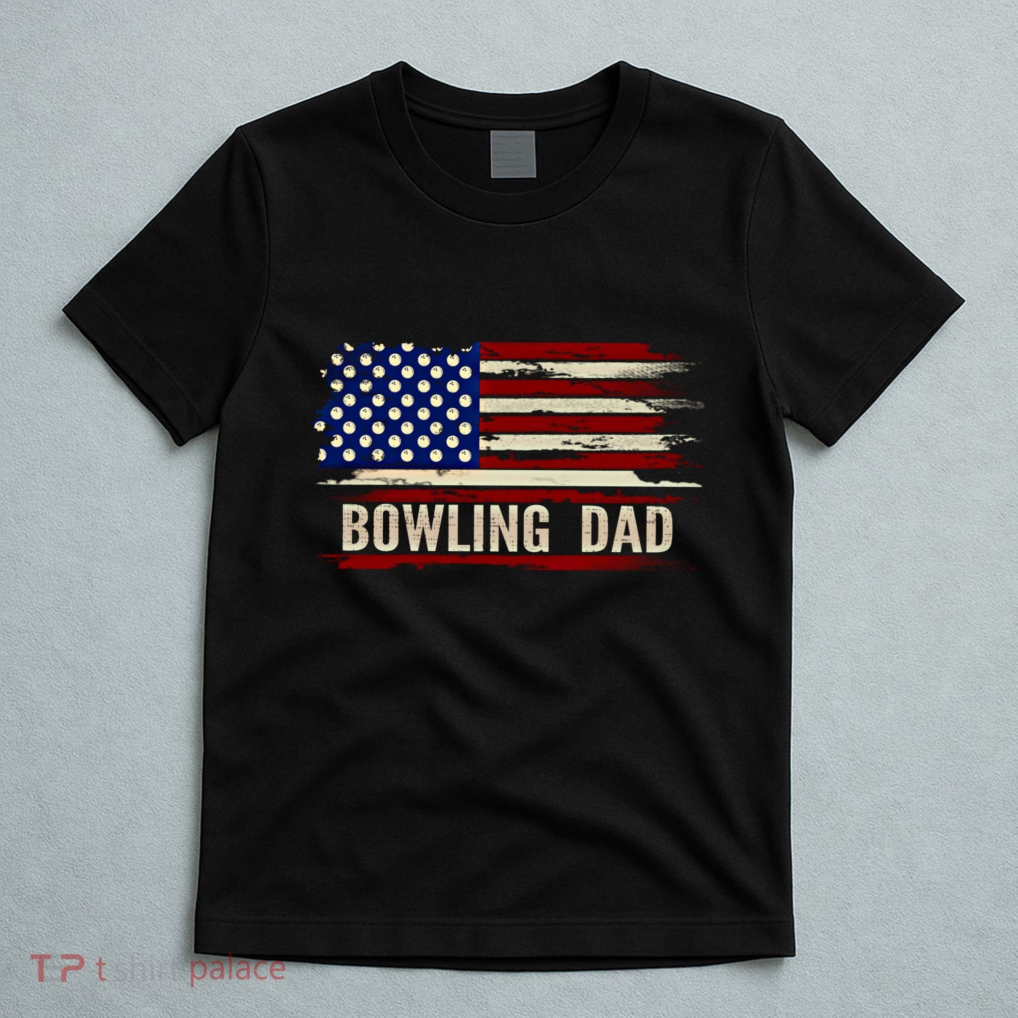 Vintage Bowling Dad American Usa Flag Bowler/Bowl Gift T-Shirt