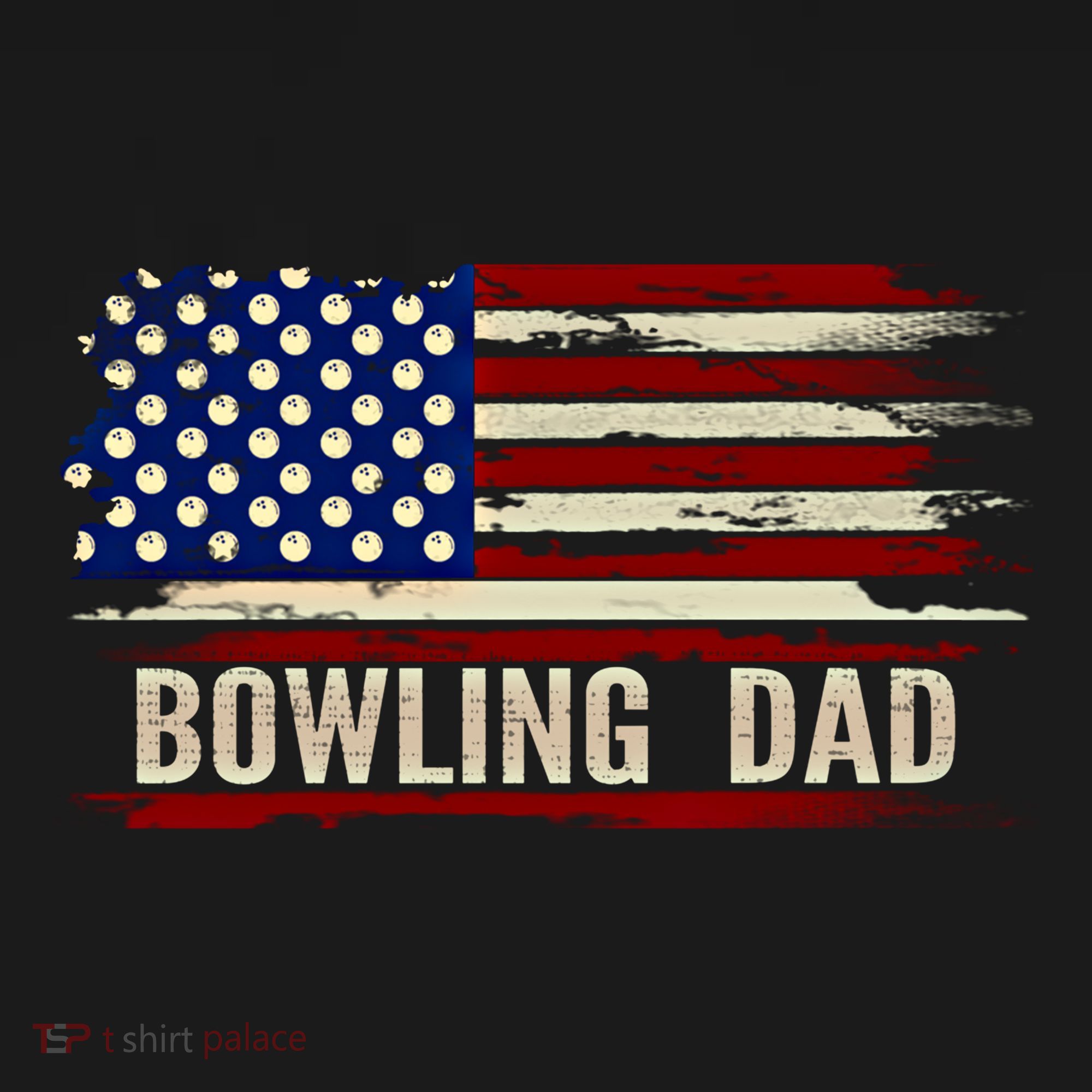 Vintage Bowling Dad American Usa Flag Bowler/Bowl Gift T-Shirt