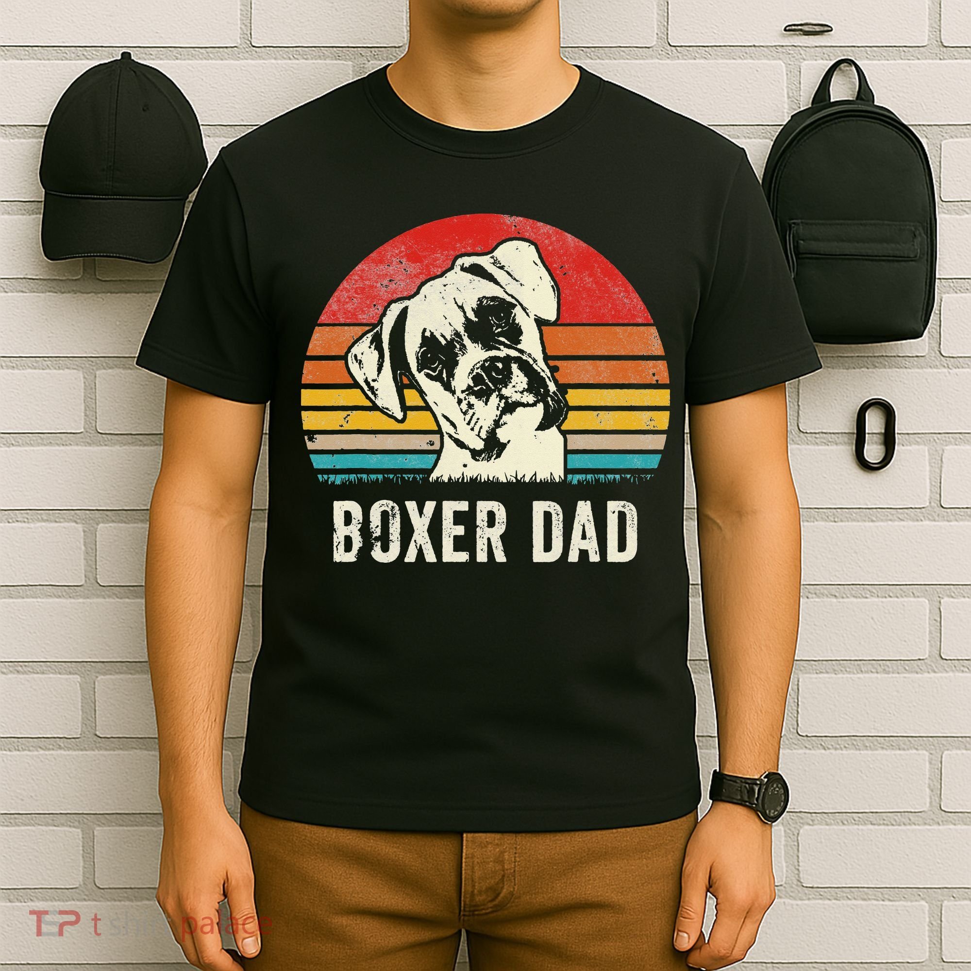Vintage Boxer Dad Ever Daddy Gifts Dog Dad Father T-Shirt