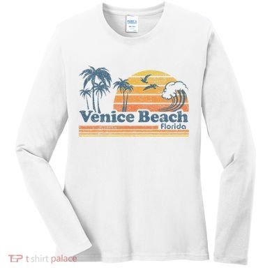 Venice Beach Florida Vintage Spring Break Vacation Retro Women's Long Sleeve Shirt