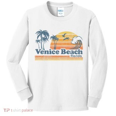 Venice Beach Florida Vintage Spring Break Vacation Retro Kids Long Sleeve Shirt