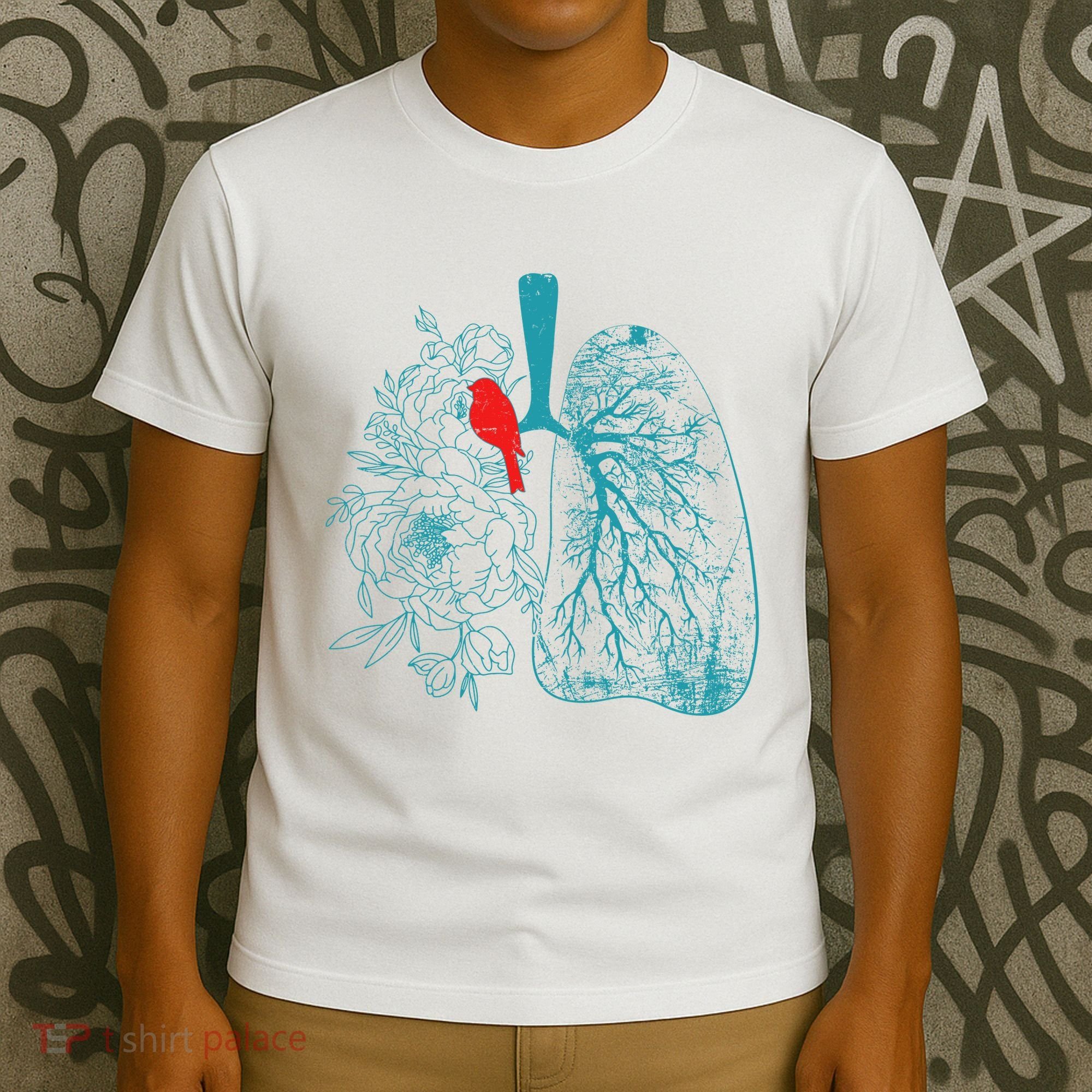 Vintage Boho Flower Floral Nature Lungs T-Shirt