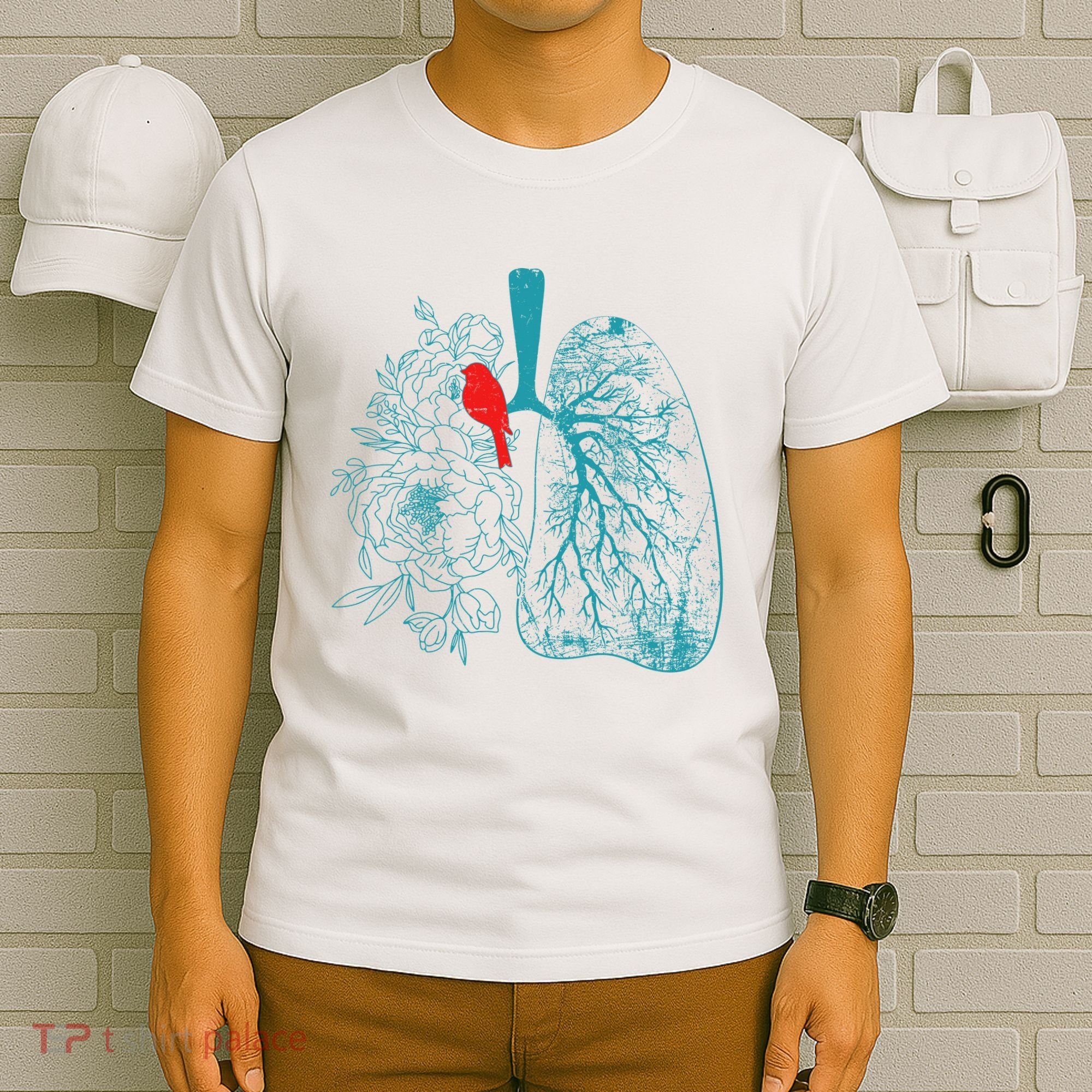 Vintage Boho Flower Floral Nature Lungs T-Shirt
