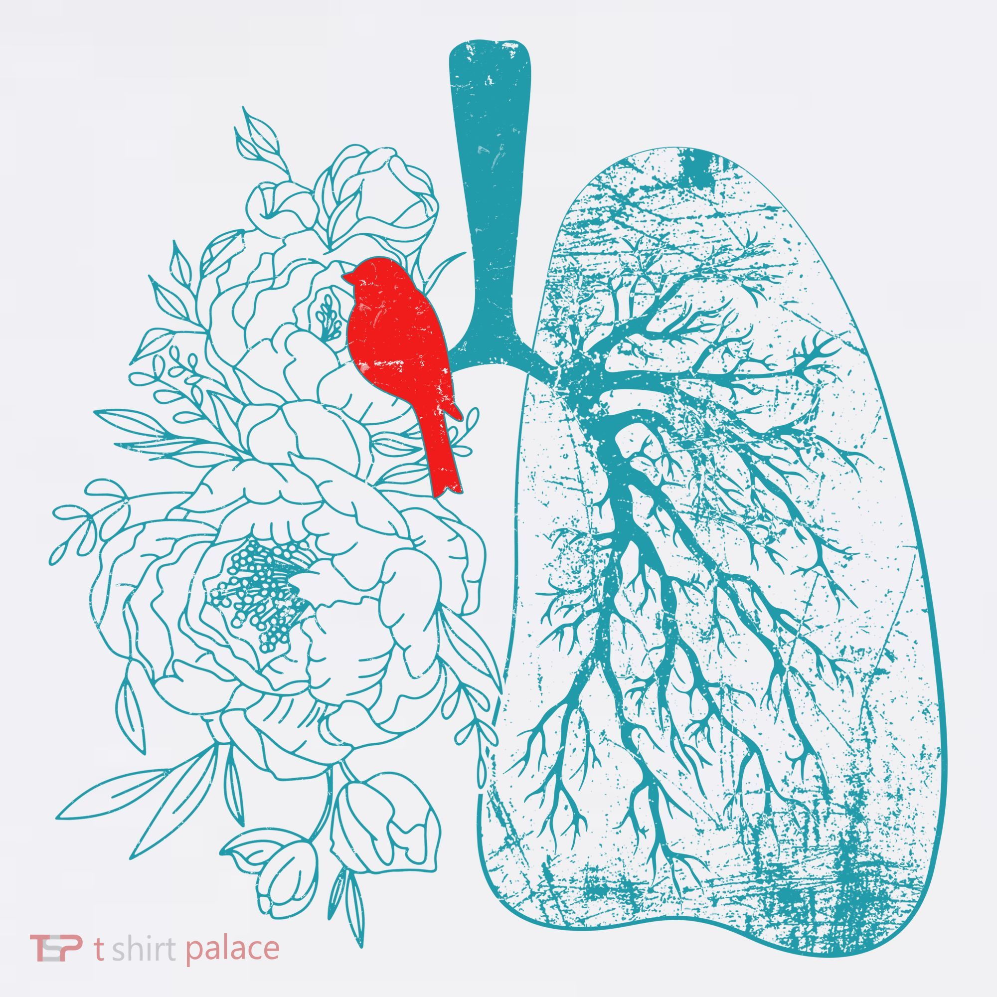 Vintage Boho Flower Floral Nature Lungs T-Shirt