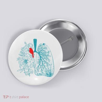 Vintage Boho Flower Floral Nature Lungs Button