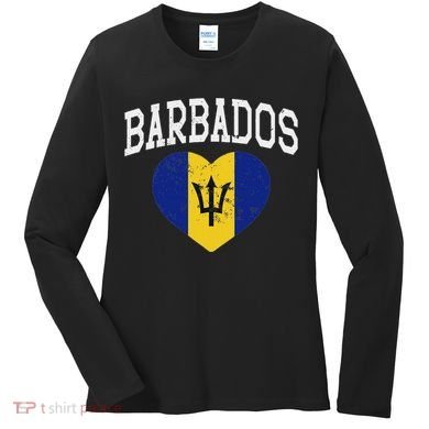 Vintage Barbados Flag Retrothrowback Athletic Women's Long Sleeve Shirt