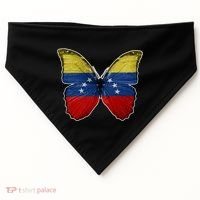 Venezuela Butterfly Flag Pride Venezuelan Flag Roots Funny Gift USA-Made Doggie Bandana thumb 0