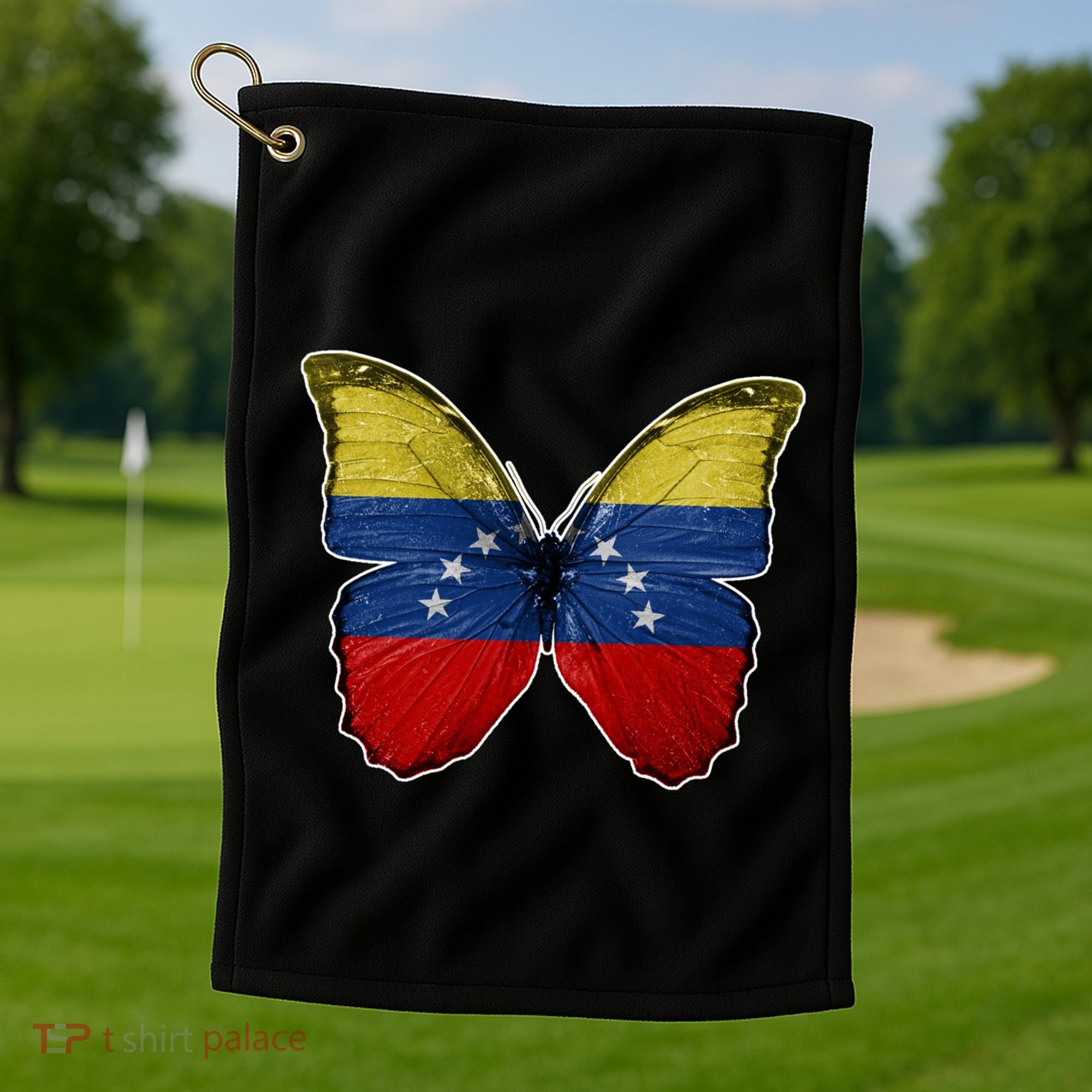 Venezuela Butterfly Flag Pride Venezuelan Flag Roots Funny Gift Golf Towel