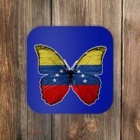 Venezuela Butterfly Flag Pride Venezuelan Flag Roots Funny Gift Coaster thumb 0
