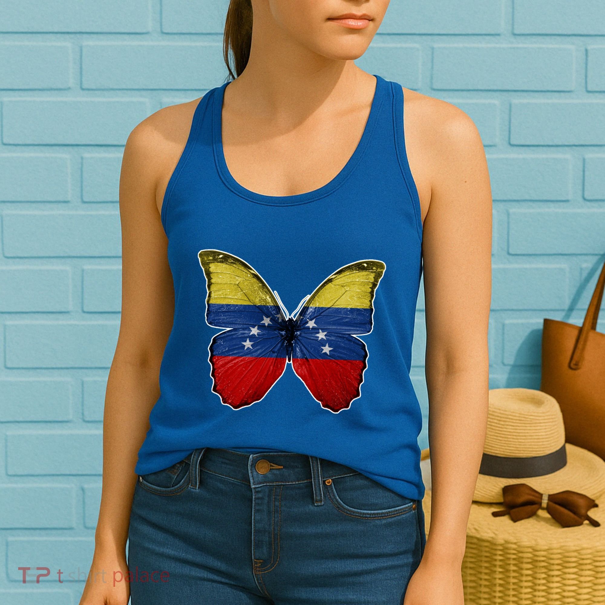 Venezuela Butterfly Flag Pride Venezuelan Flag Roots Funny Gift Women's Tank Top