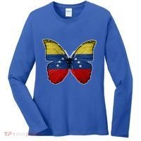 Venezuela Butterfly Flag Pride Venezuelan Flag Roots Funny Gift Women's Long Sleeve Shirt thumb 0